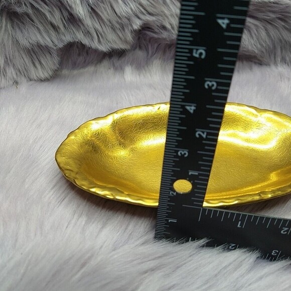 Vintage Wheeling Decorating Co Gold Etched Rose Daisy Floral Trinket Candy Dish - Picture 6 of 6